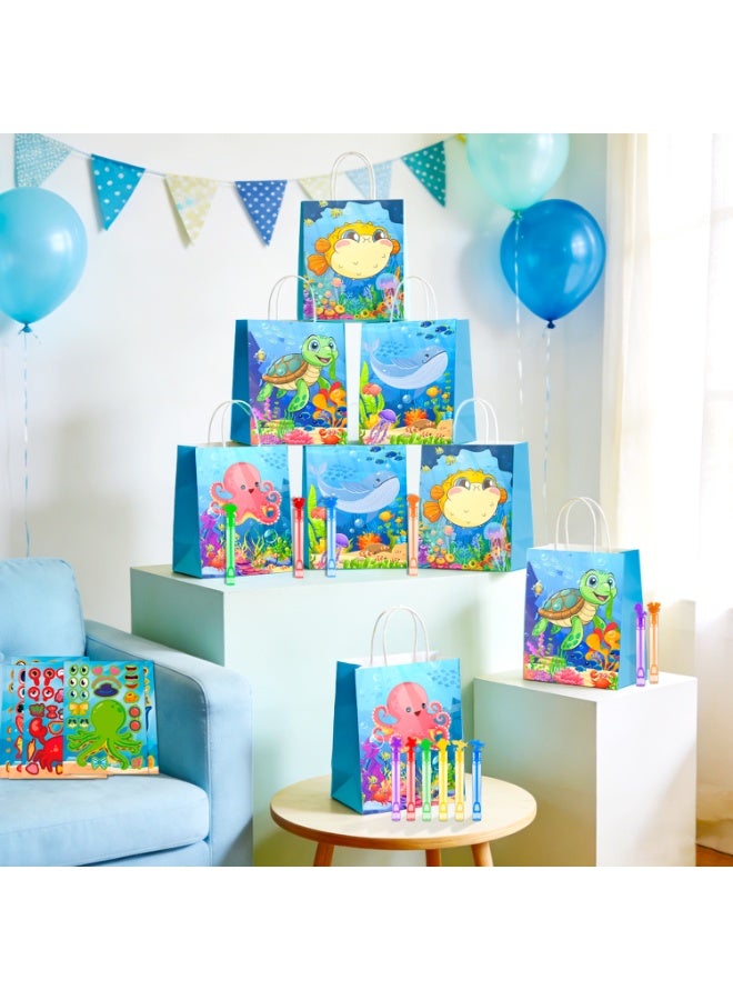 FRUITFUL PARTY Ocean Party Favors for 12 Guests, 120pcs Under the Sea Birthday Party Favor Set with Gift Bags, Stickers, Keychains, Slap Bracelets, Bubble Wands, Tattoos & DIY Art – Under the Sea Party Decoration Supplies - Image 5